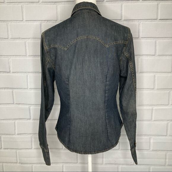 Judy’s Fashion Western Denim Pearl Snap Long Sleeve Shirt 13 - Picture 3 of 9